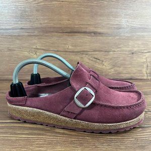 Birkenstock Buckley Red Suede Slip On Mule Clogs Women’s Size 8.5 (39)